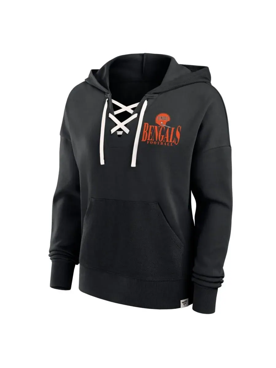 Fanatics Женская черная толстовка с капюшоном Cincinnati Bengals Blitz Left на шнуровке — изображение 2 из 3, черный