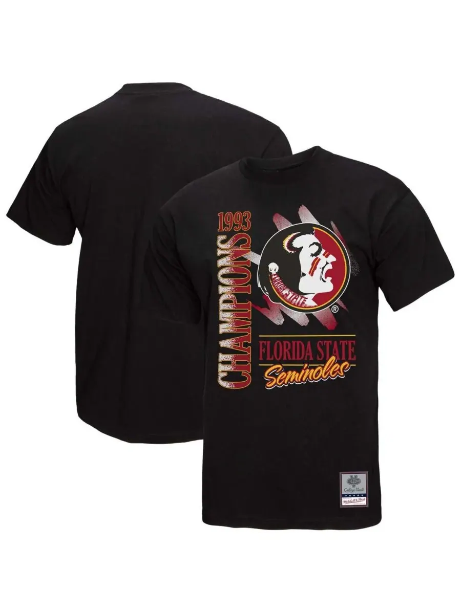 Mitchell & Ness Мужская черная футболка Florida State Seminoles в стиле ретро с эффектом — изображение 1 из 3, черный