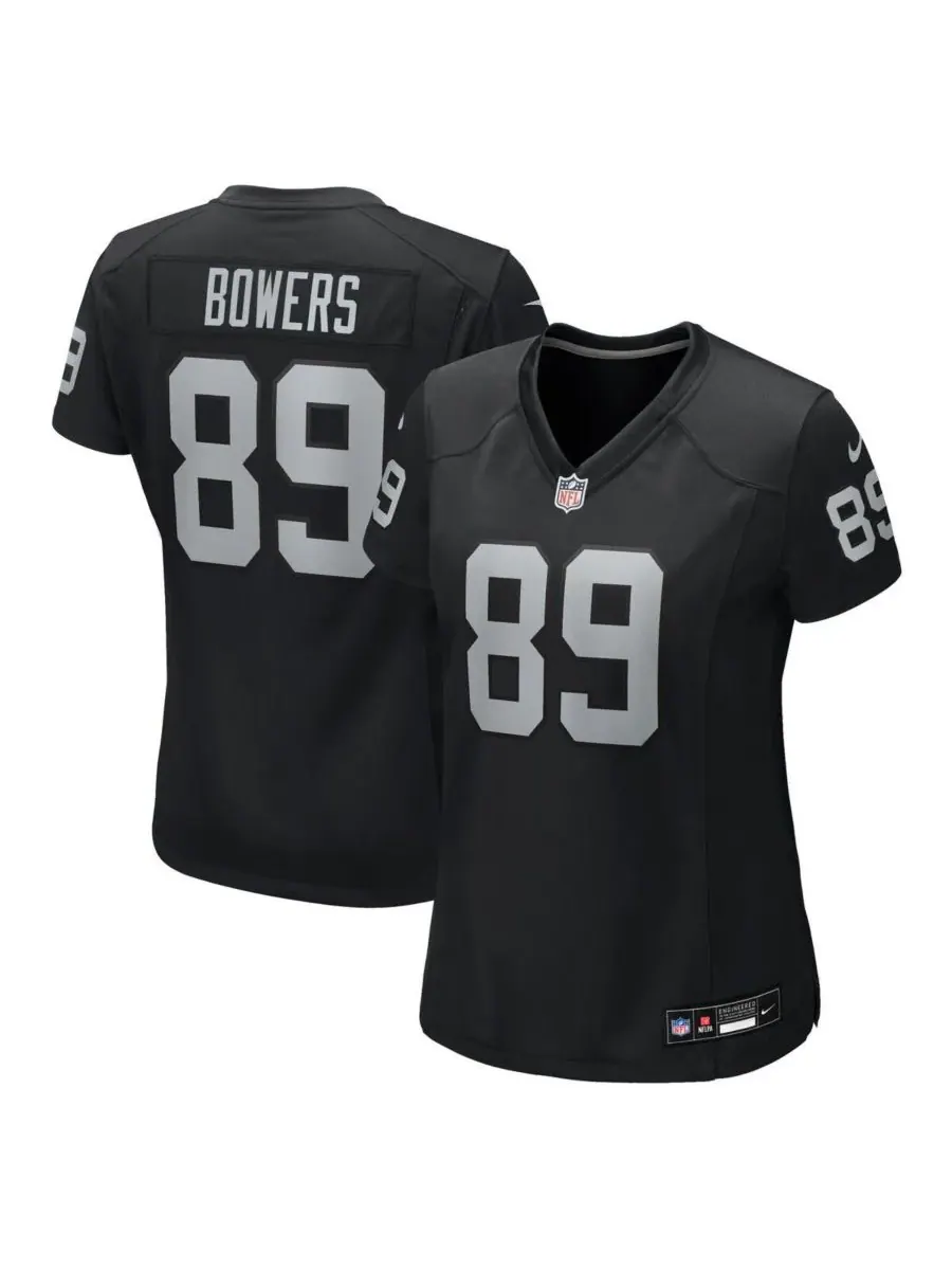 Nike Женская черная игровая футболка команды Las Vegas Raiders имени Брока Боуэрса — изображение 1 из 3, черный