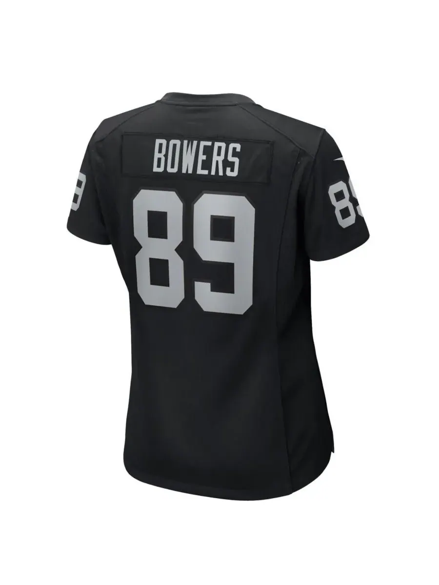 Nike Женская черная игровая футболка команды Las Vegas Raiders имени Брока Боуэрса — изображение 2 из 3, черный