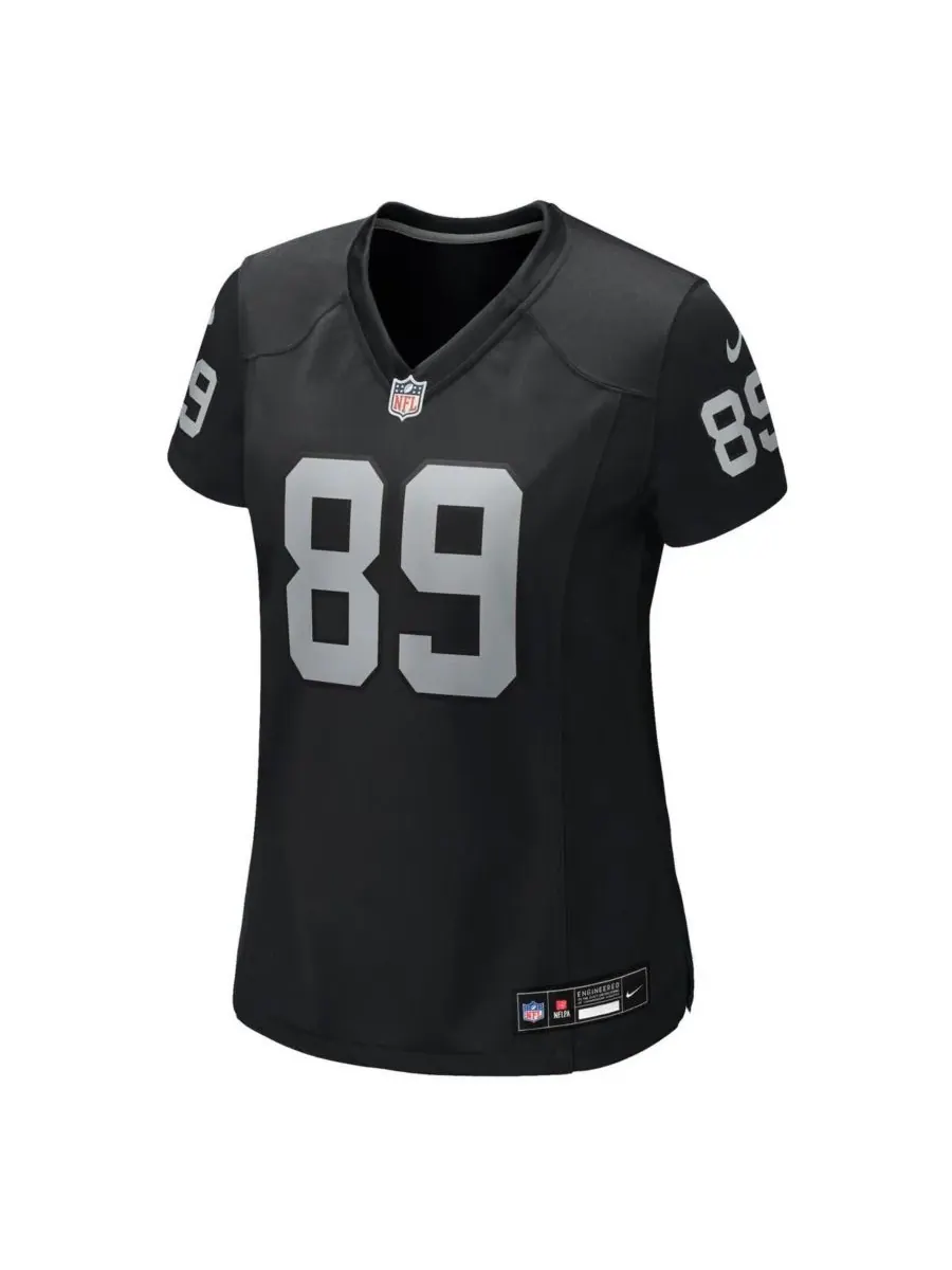 Nike Женская черная игровая футболка команды Las Vegas Raiders имени Брока Боуэрса — изображение 3 из 3, черный