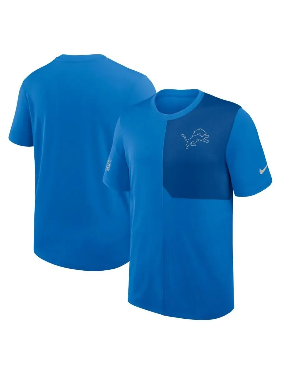 Nike Мужская синяя футболка тренера Detroit Lions Sideline UV Performance Coach T-shirt — изображение 1 из 3, синий