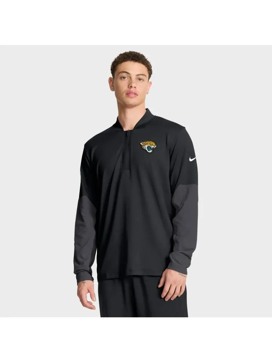 Nike Мужская черная толстовка с капюшоном Jacksonville Jaguars Sideline Dri-FIT с застежкой-молнией — изображение 1 из 5