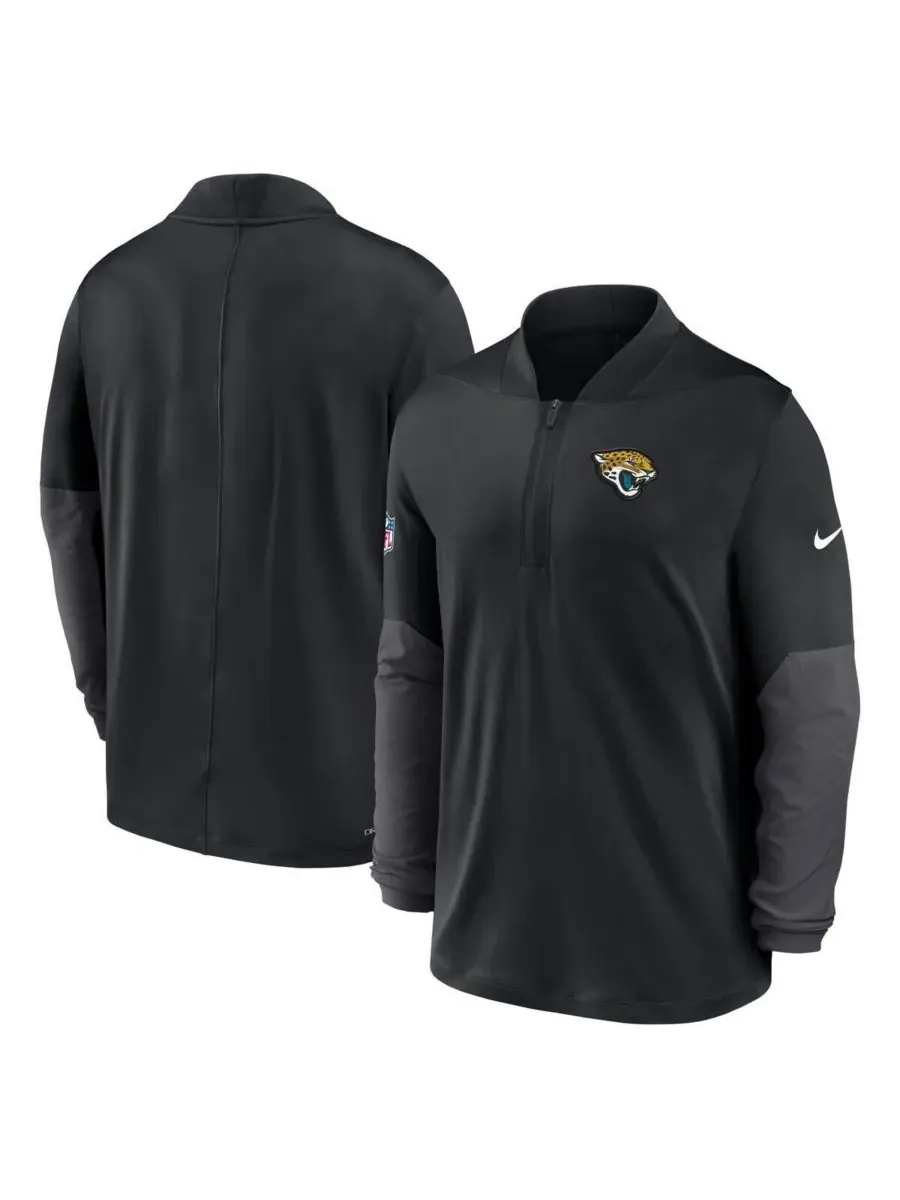 Nike Мужская черная толстовка с капюшоном Jacksonville Jaguars Sideline Dri-FIT с застежкой-молнией — изображение 4 из 5