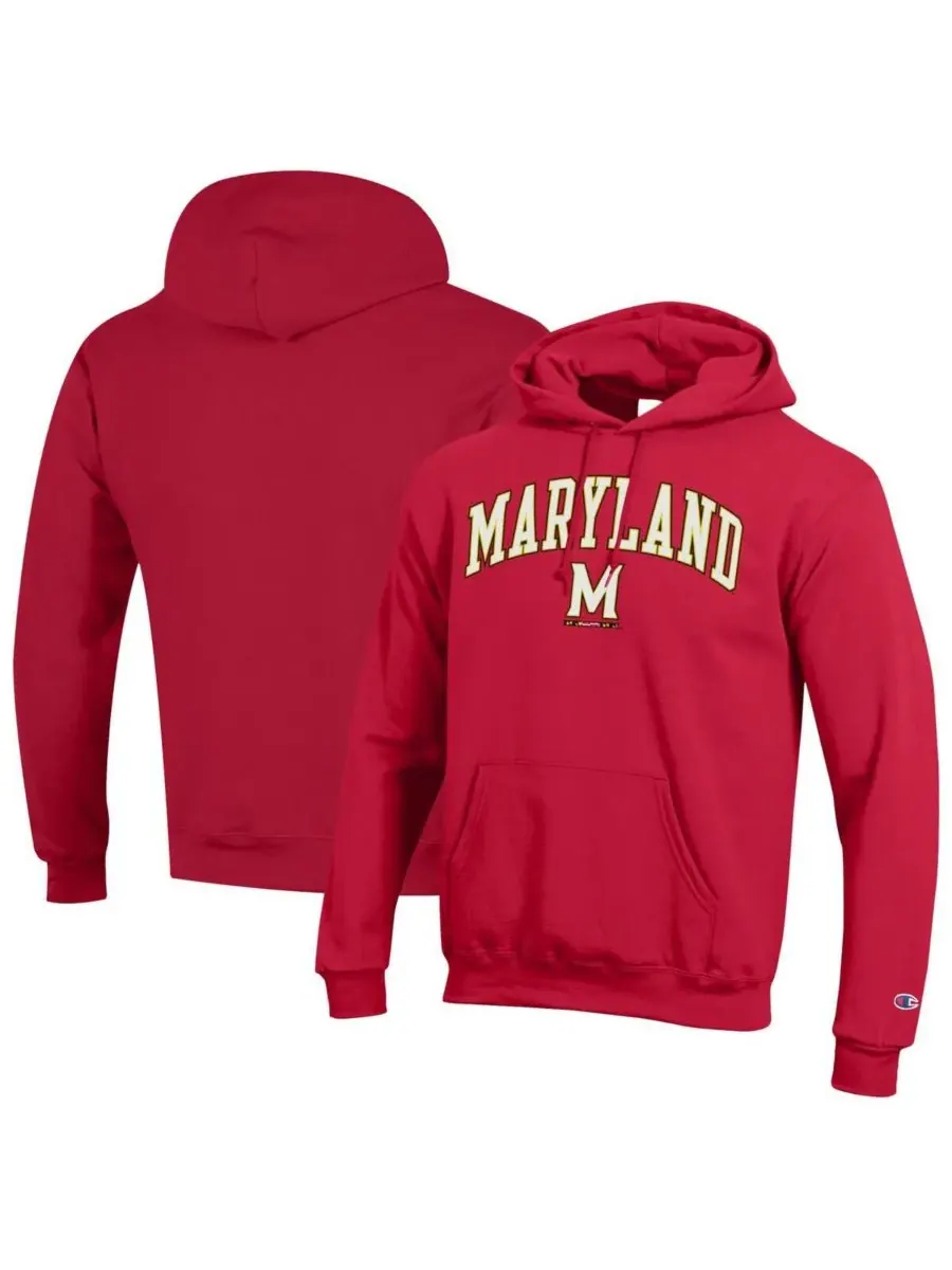 Champion Мужская красная толстовка с капюшоном Maryland Terrapins с арочным логотипом — изображение 1 из 3, красный
