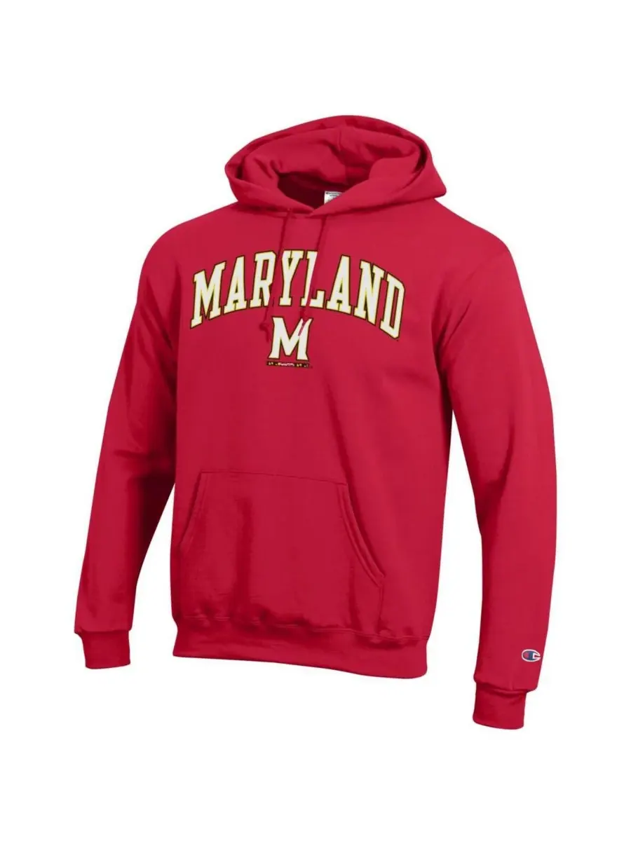Champion Мужская красная толстовка с капюшоном Maryland Terrapins с арочным логотипом — изображение 3 из 3, красный