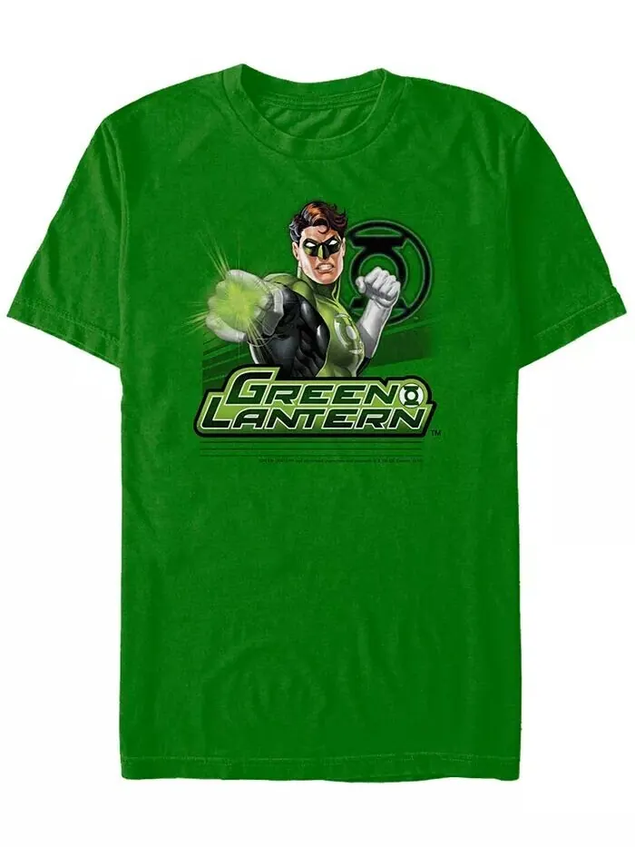 Мужская футболка с короткими рукавами Dc Green Lantern Punching Pose Fifth Sun — изображение 1 из 1