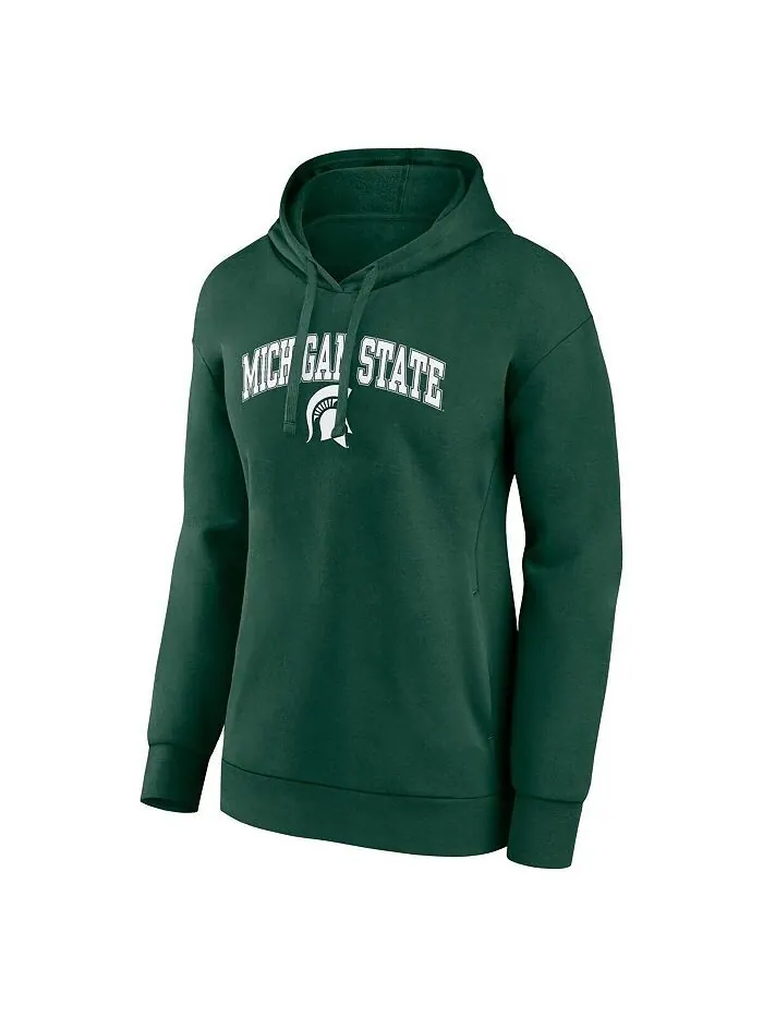 Женский зеленый пуловер с капюшоном с логотипом Michigan State Spartans Evergreen Campus Fanatics — изображение 3 из 3