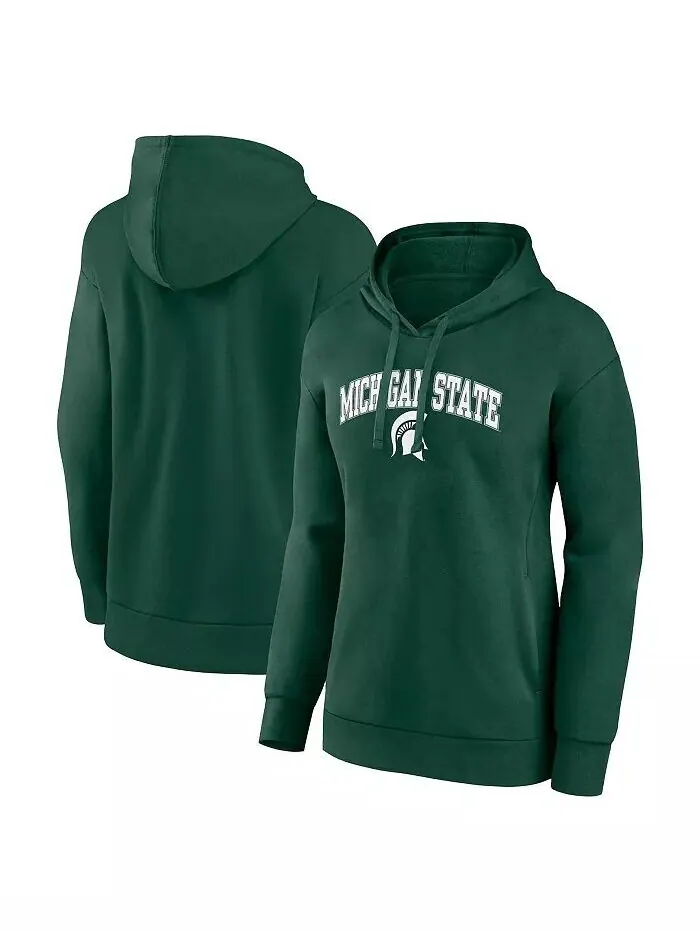 Женский зеленый пуловер с капюшоном Michigan State Spartans Evergreen Campus Fanatics — изображение 1 из 3