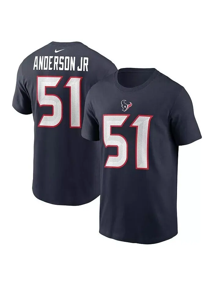 Мужская футболка Will Anderson Jr. Navy Houston Texans с именем и номером игрока Nike — изображение 1 из 3