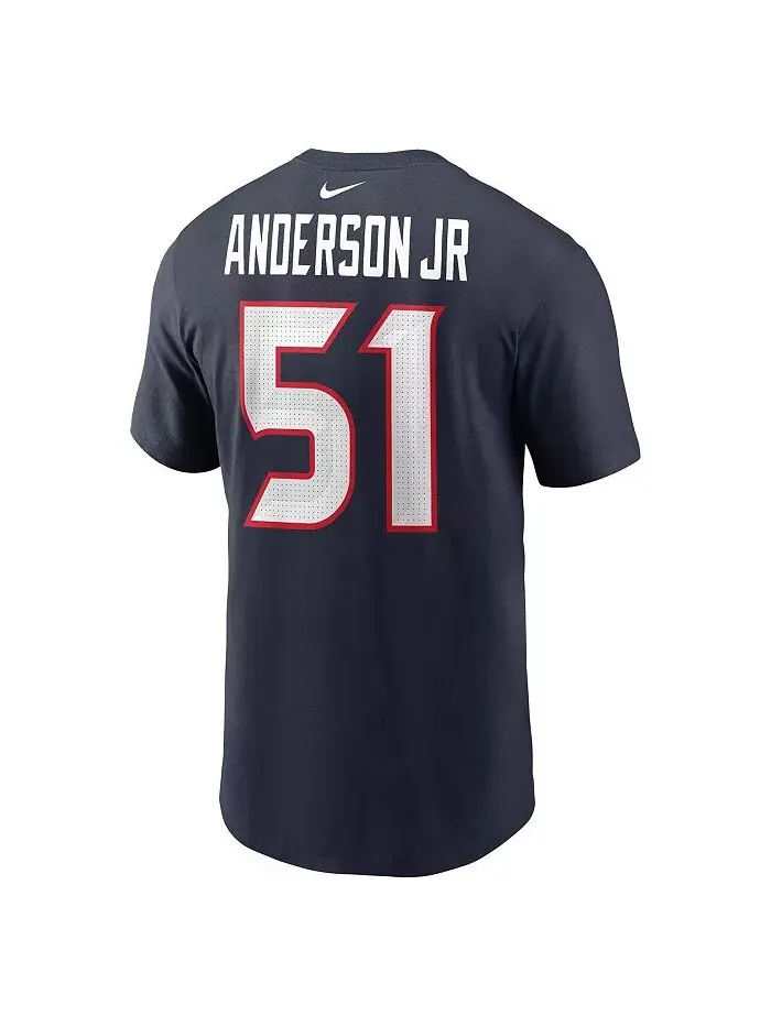 Мужская футболка Will Anderson Jr. Navy Houston Texans с именем и номером игрока Nike — изображение 3 из 3