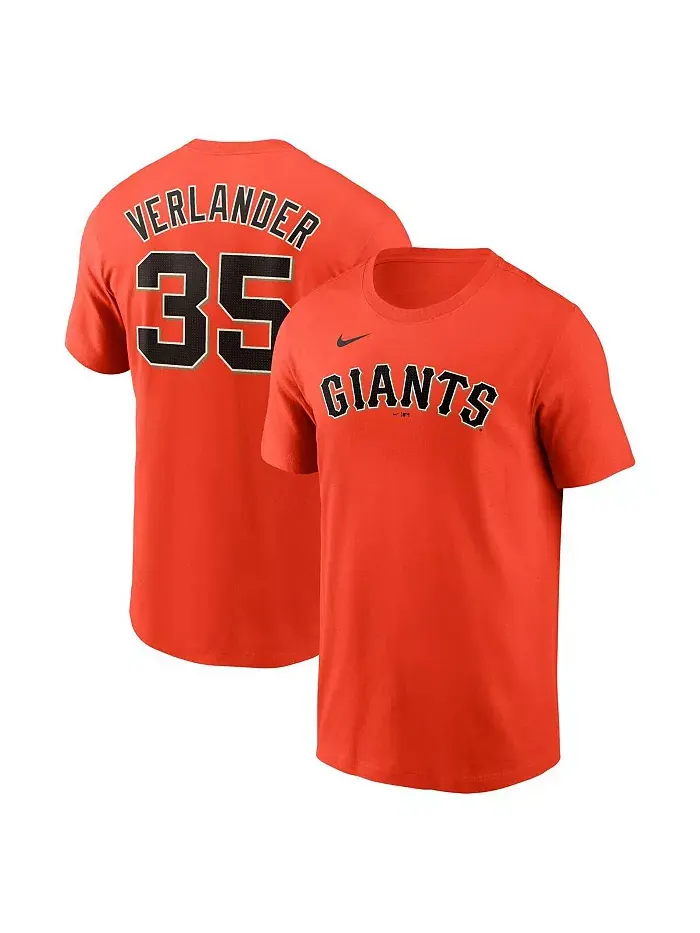 Мужская футболка Justin Verlander Orange San Francisco Giants Fuse с именем и номером Nike — изображение 1 из 3