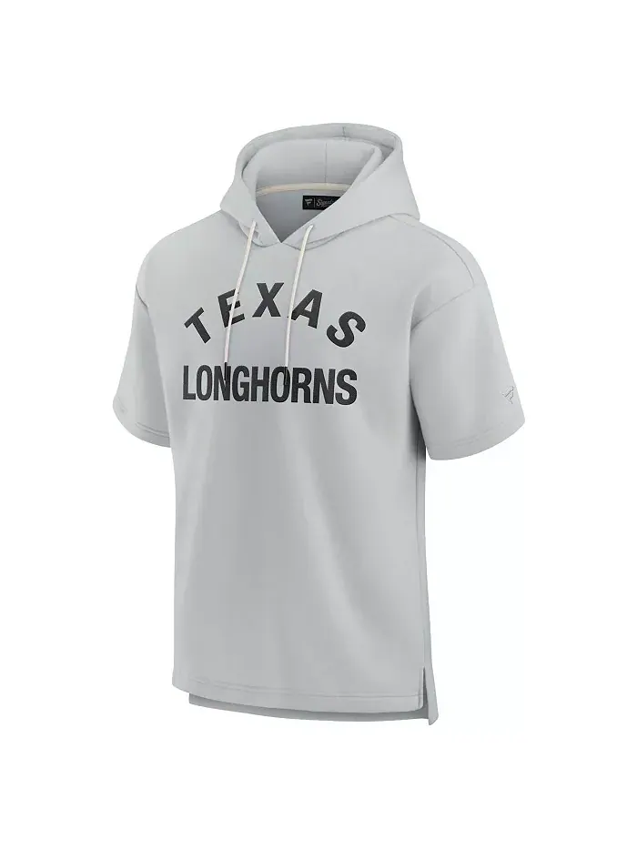 Мужская и женская серая толстовка с капюшоном Texas Longhorns, короткий рукав, из супермягкого — изображение 2 из 3