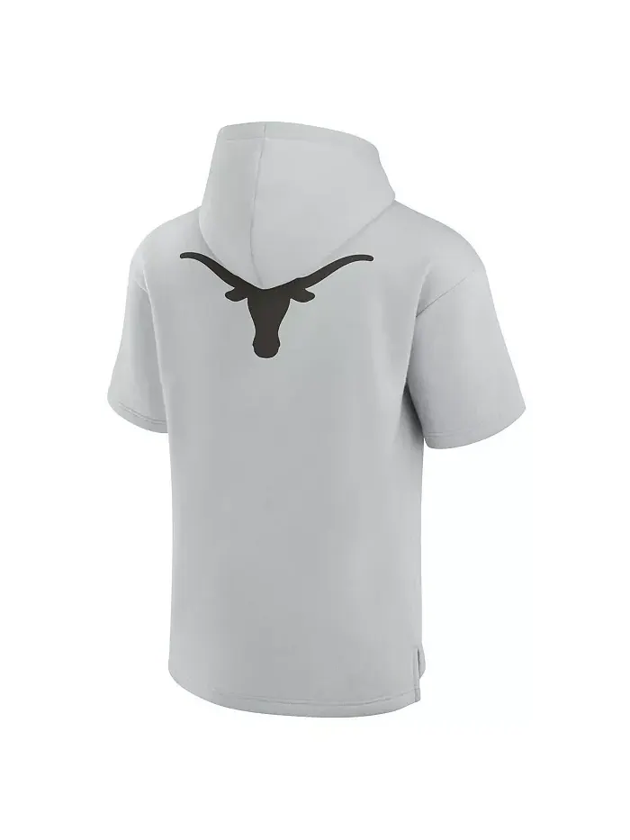 Мужская и женская серая толстовка с капюшоном Texas Longhorns, короткий рукав, из супермягкого — изображение 3 из 3