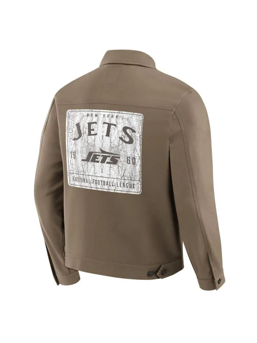 Куртка-джинсовка с полной застежкой на пуговицы, New York Jets Fanatics — изображение 3 из 5, бежевый