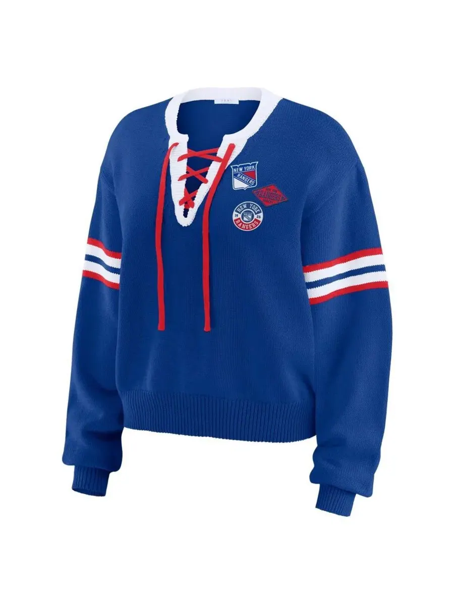 Женский укороченный свитер со шнуровкой New York Rangers WEAR by Erin Andrews — изображение 2 из 4, синий