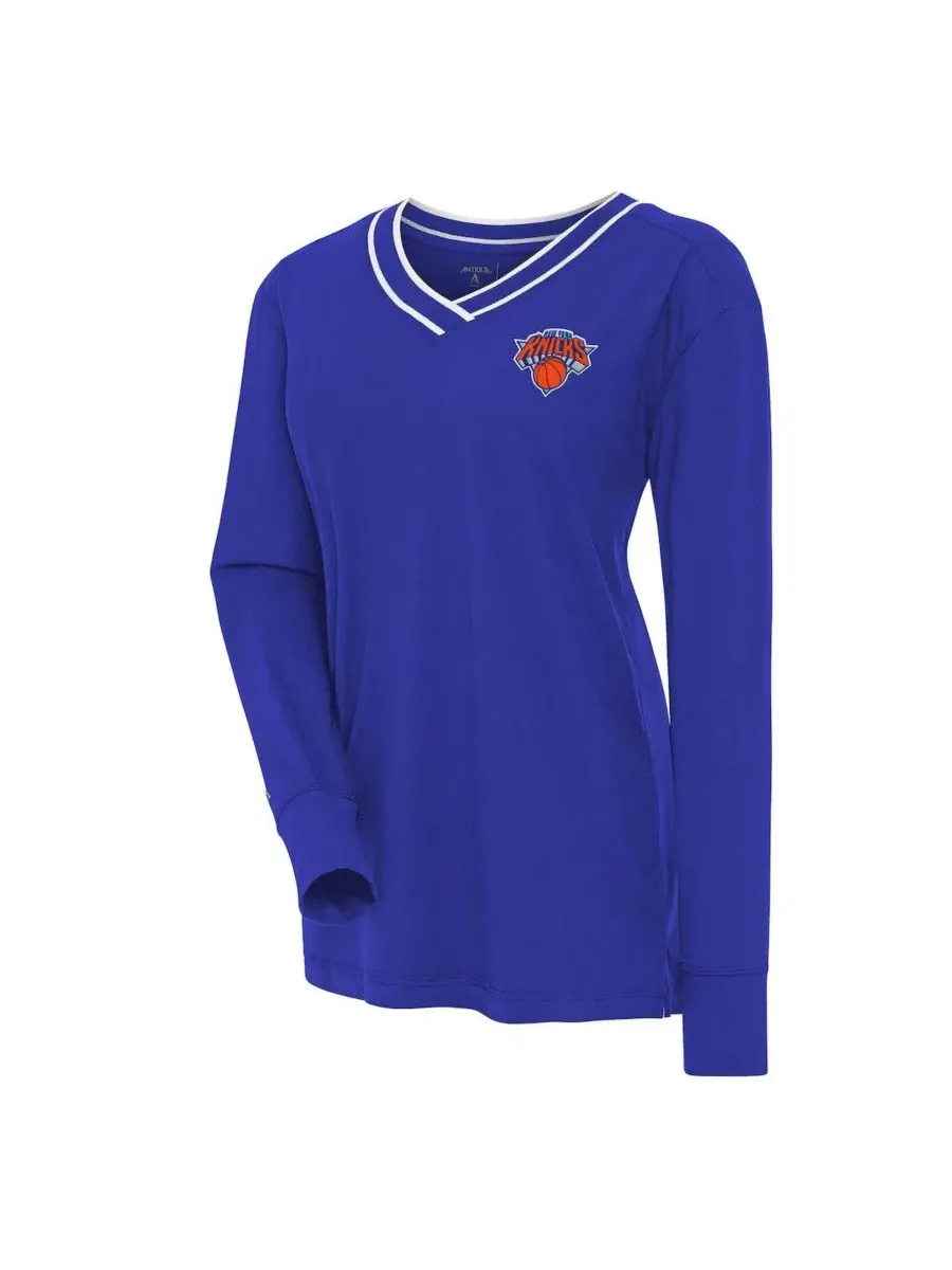 Лонгслив с V-образным вырезом Symbolic New York Knicks Antigua — изображение 1 из 1, синий