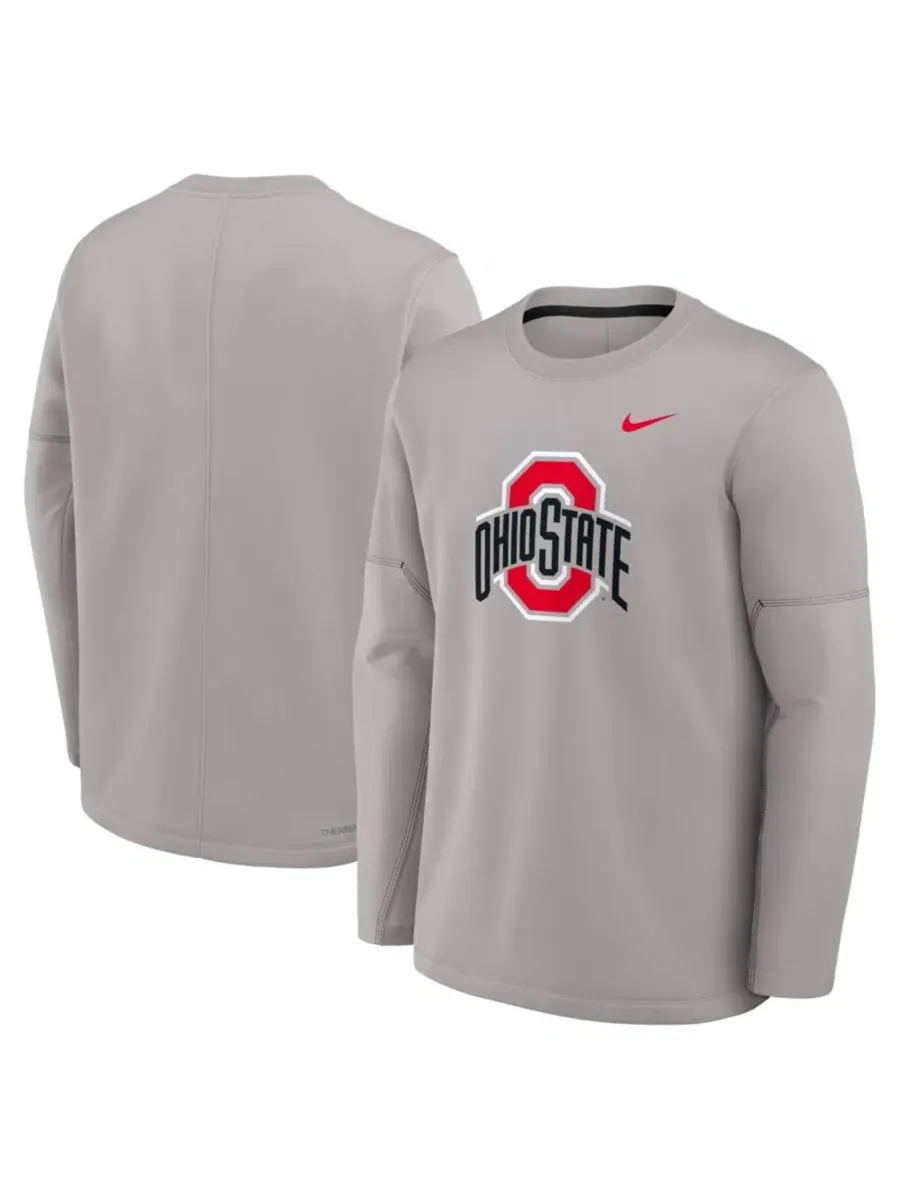 Лонгслив с длинным рукавом Ohio State Buckeyes 2026 Sideline Coaches Therma-FIT Nike — изображение 1 из 3, серый