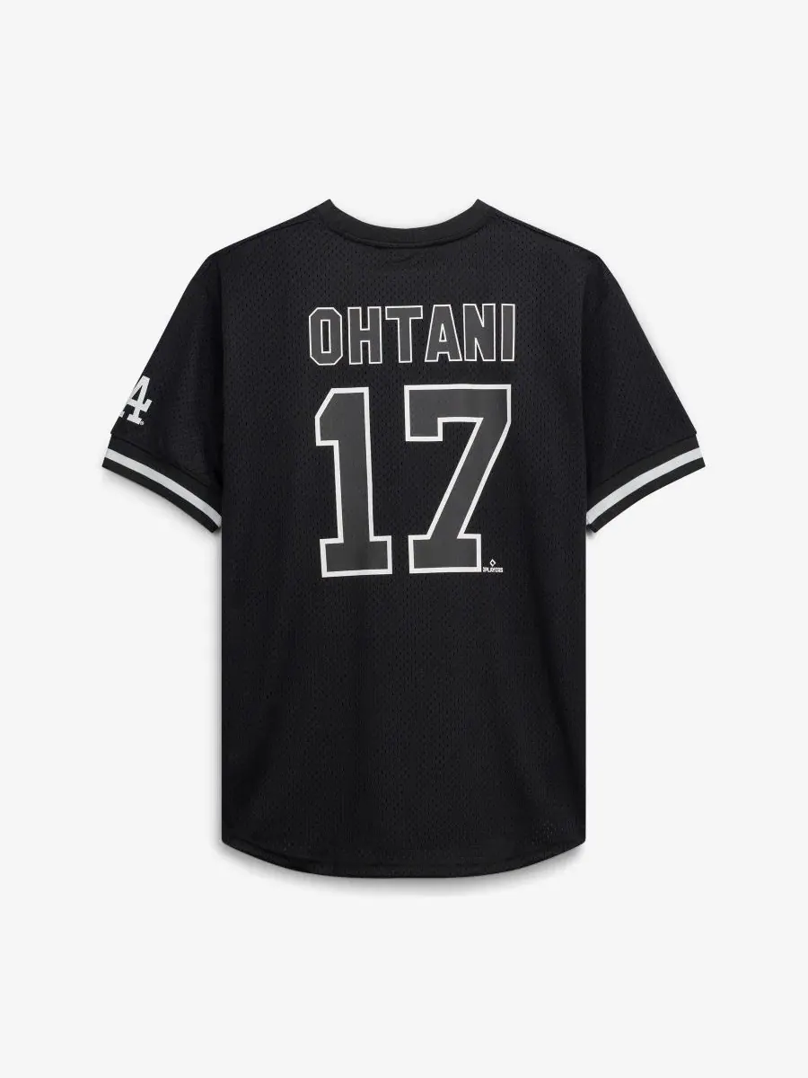Мужская футболка-джерси с коротким рукавом Shohei Ohtani Black/White Fanatics — изображение 2 из 3, черный белый
