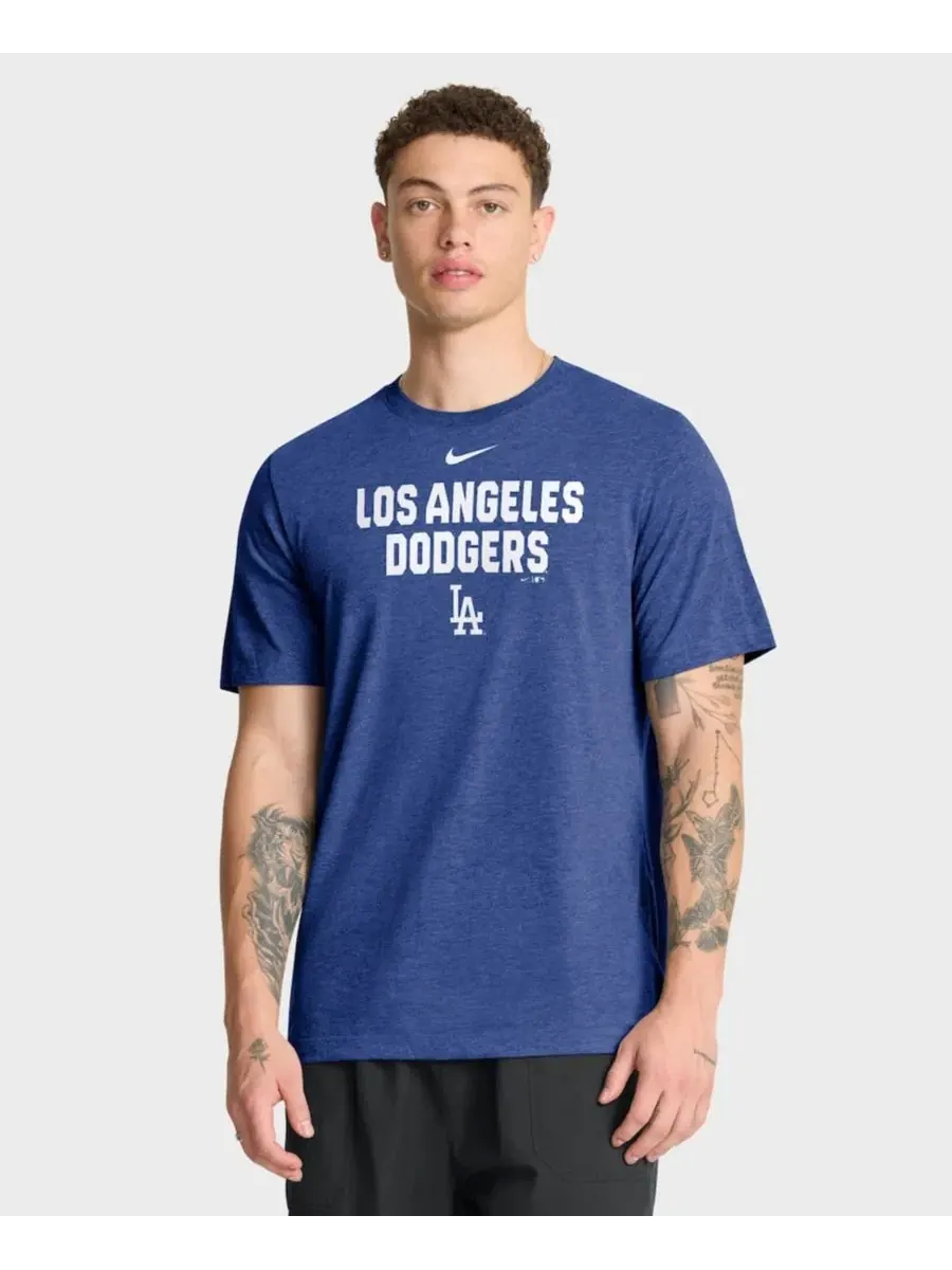 Футболка с длинным рукавом Stacked Tri-Blend Los Angeles Dodgers Nike — изображение 1 из 5, синий