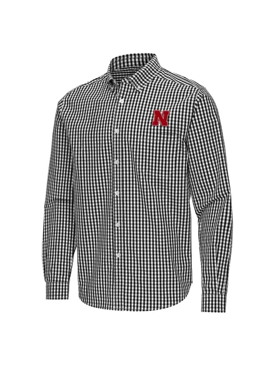Мужская рубашка с длинным рукавом с вышитым логотипом, модель Ellis Woven Tri-Blend Antigua — изображение 2 из 3, черный