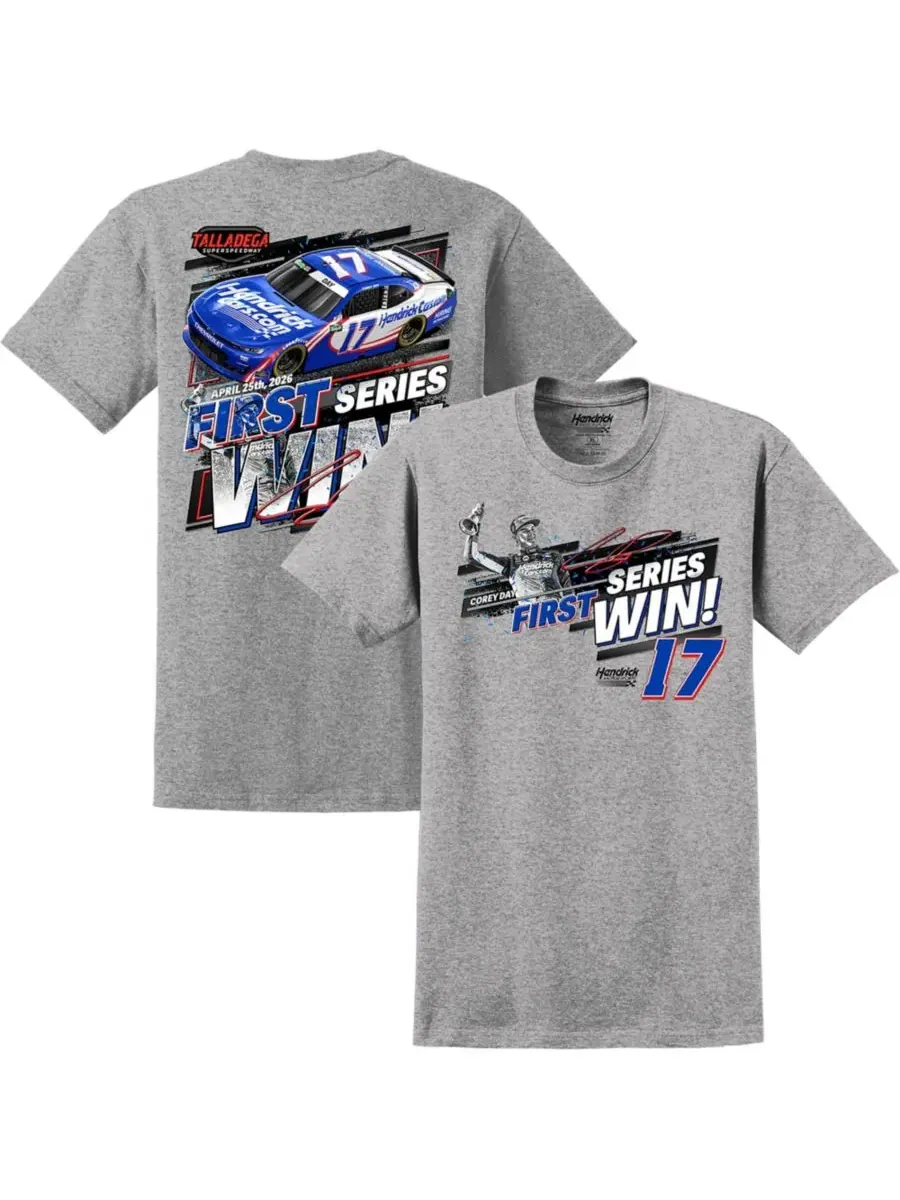 Футболка мужская хлопковая с принтом Corey Day 2026 Ag-Pro 300 Race Winner Hendrick Motorsports — изображение 1 из 2, серый