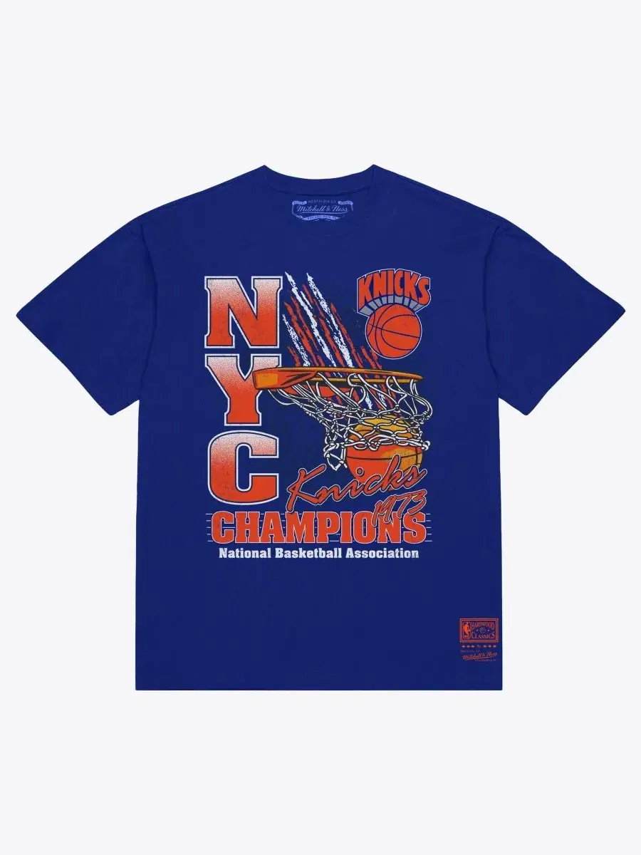 Футболка с принтом New York Knicks 1973 NBA Finals Champions Net Mitchell & Ness — изображение 1 из 2, синий