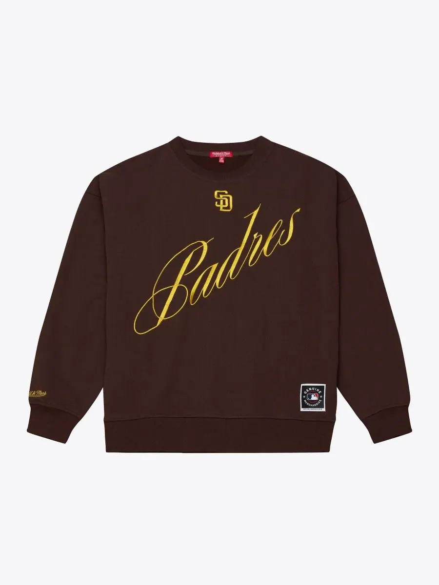 Свитшот женский с принтом Script Mitchell & Ness — изображение 1 из 5, коричневый