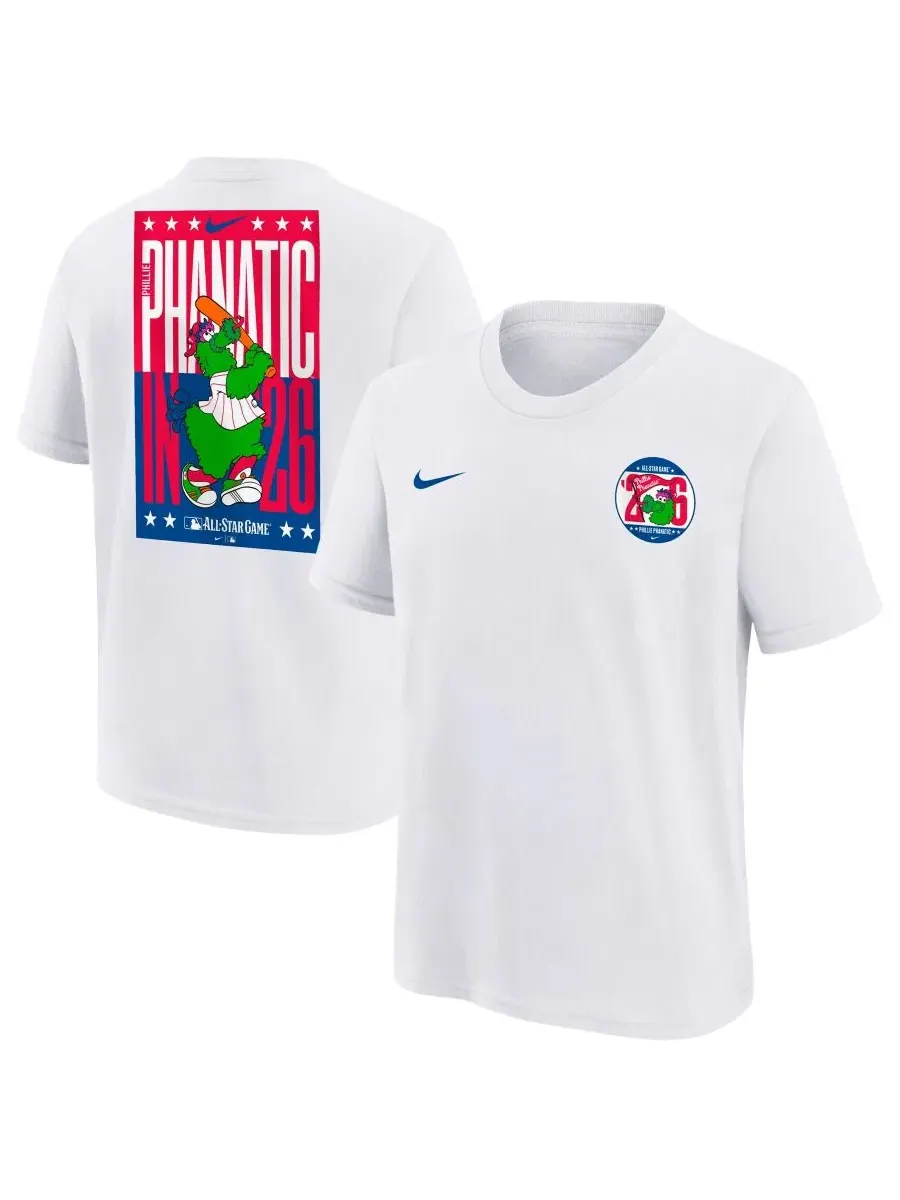 Детская футболка с принтом MLB All-Star Game Phillie Phanatic Nike — изображение 1 из 3, белый