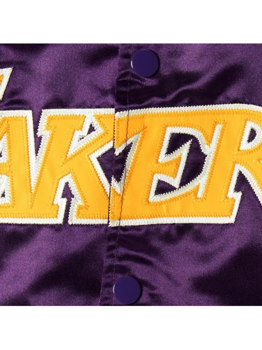 Куртка из атласа с рукавами реглан и принтом Los Angeles Lakers Mitchell & Ness — изображение 4 из 4, фиолетовый