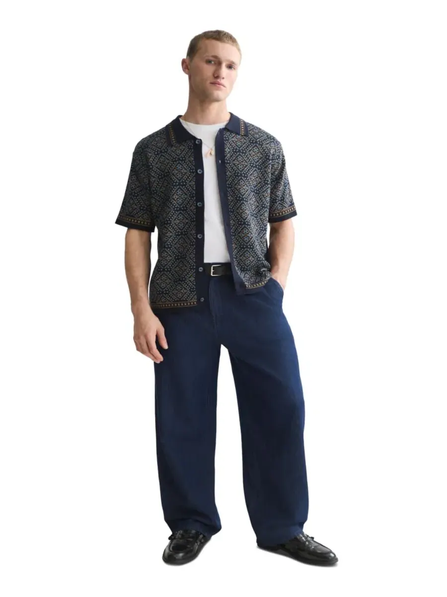 Мужская рубашка с коротким рукавом, джерси, с принтом, Scotch & Soda, Soft Geo Sky Pattern — изображение 2 из 6