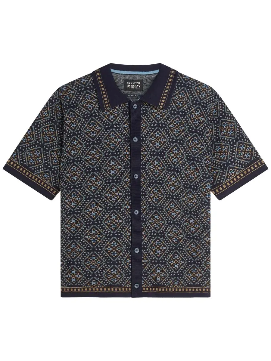 Мужская рубашка с коротким рукавом, джерси, с принтом, Scotch & Soda, Soft Geo Sky Pattern — изображение 5 из 6