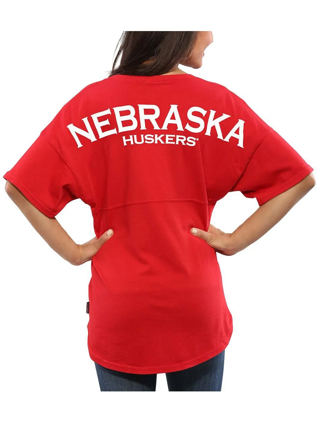 Женская футболка оверсайз Scarlet Nebraska Huskers Spirit Jersey — изображение 4 из 4, алый