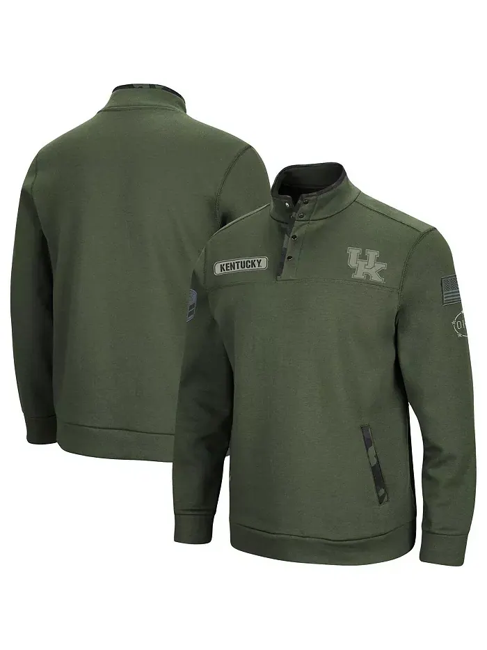 Мужская толстовка на четверть молнии с цифровым камуфляжем OHT Kentucky Wildcats в оливковом цвете — изображение 1 из 4