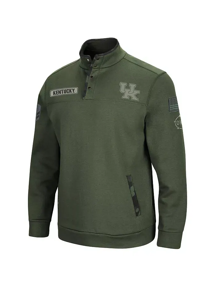 Мужская толстовка на четверть молнии с цифровым камуфляжем OHT Kentucky Wildcats в оливковом цвете — изображение 2 из 4
