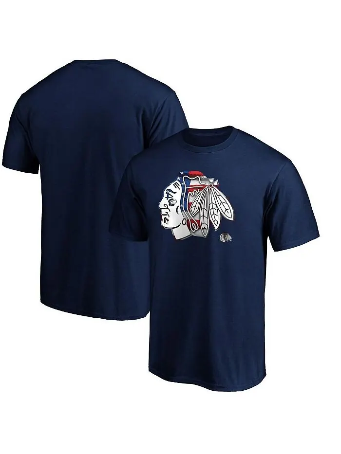 Мужская темно-синяя футболка с логотипом Chicago Blackhawks Banner Wave Fanatics — изображение 1 из 1, темно-синий