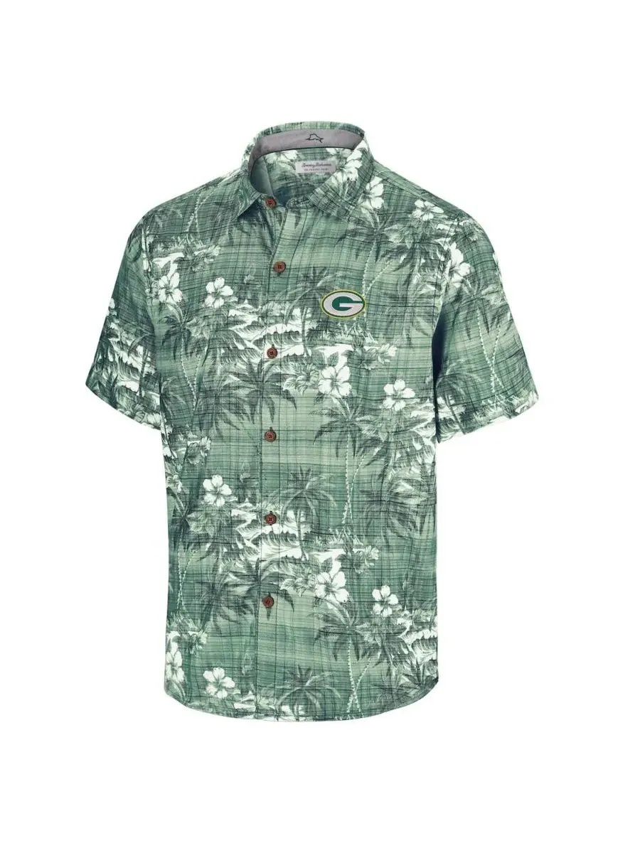 Tommy Bahama Мужская рубашка на пуговицах с символикой команды Green Bay Packers Coconut Point Isla — изображение 2 из 3