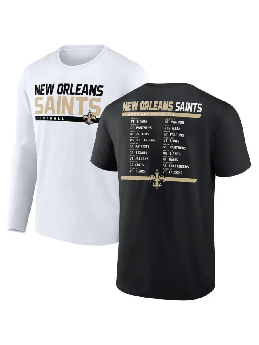 Fanatics Мужской комплект из двух футболок с расписанием игр команды New Orleans Saints на 2023 год — изображение 1 из 4