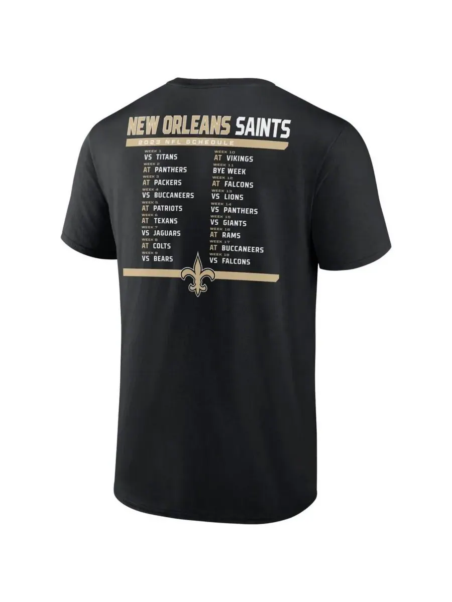 Fanatics Мужской комплект из двух футболок с расписанием игр команды New Orleans Saints на 2023 год — изображение 2 из 4