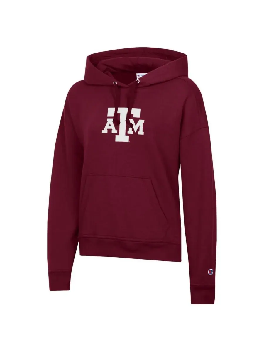 Champion Женская флисовая толстовка бордового цвета с символикой Texas A&M Aggies — изображение 3 из 3, коричневый