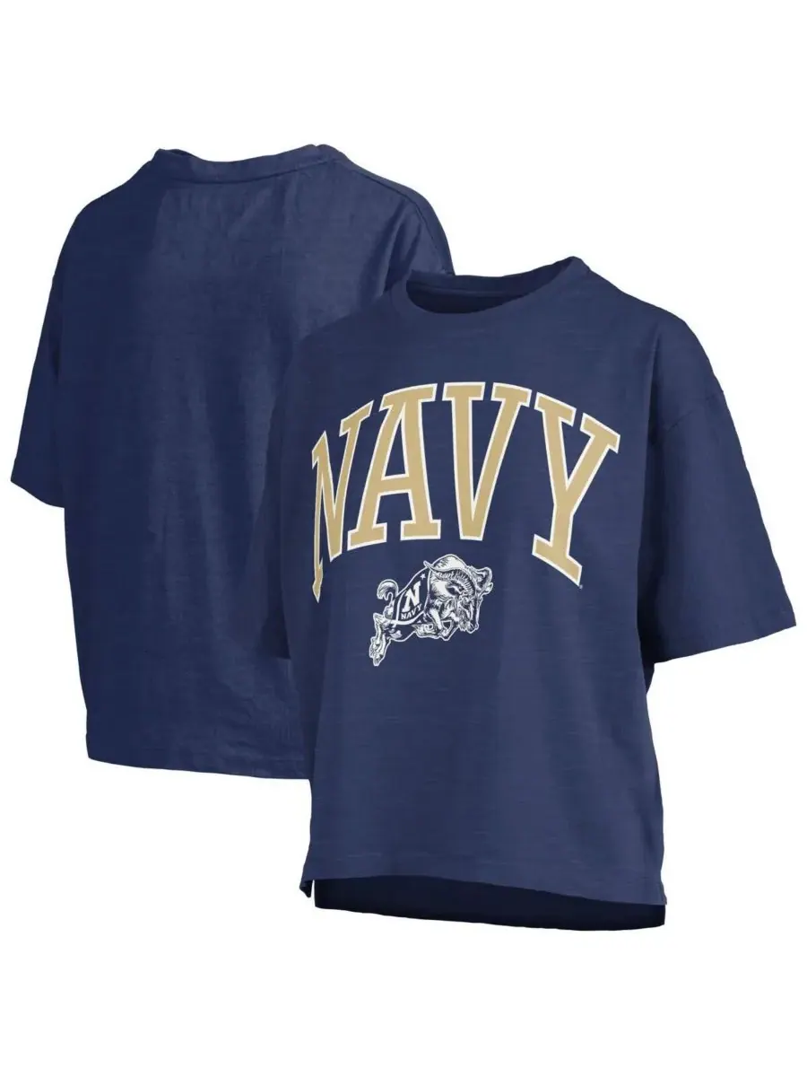 Pressbox Женская футболка Navy Midshipmen Nelson Arch Over Logo Waist Length Oversized Slub T-shirt