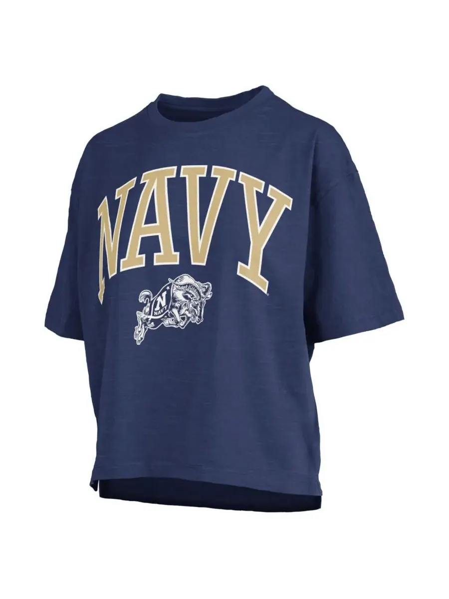 Pressbox Женская футболка Navy Midshipmen Nelson Arch Over Logo Waist Length Oversized Slub T-shirt — изображение 2 из 3
