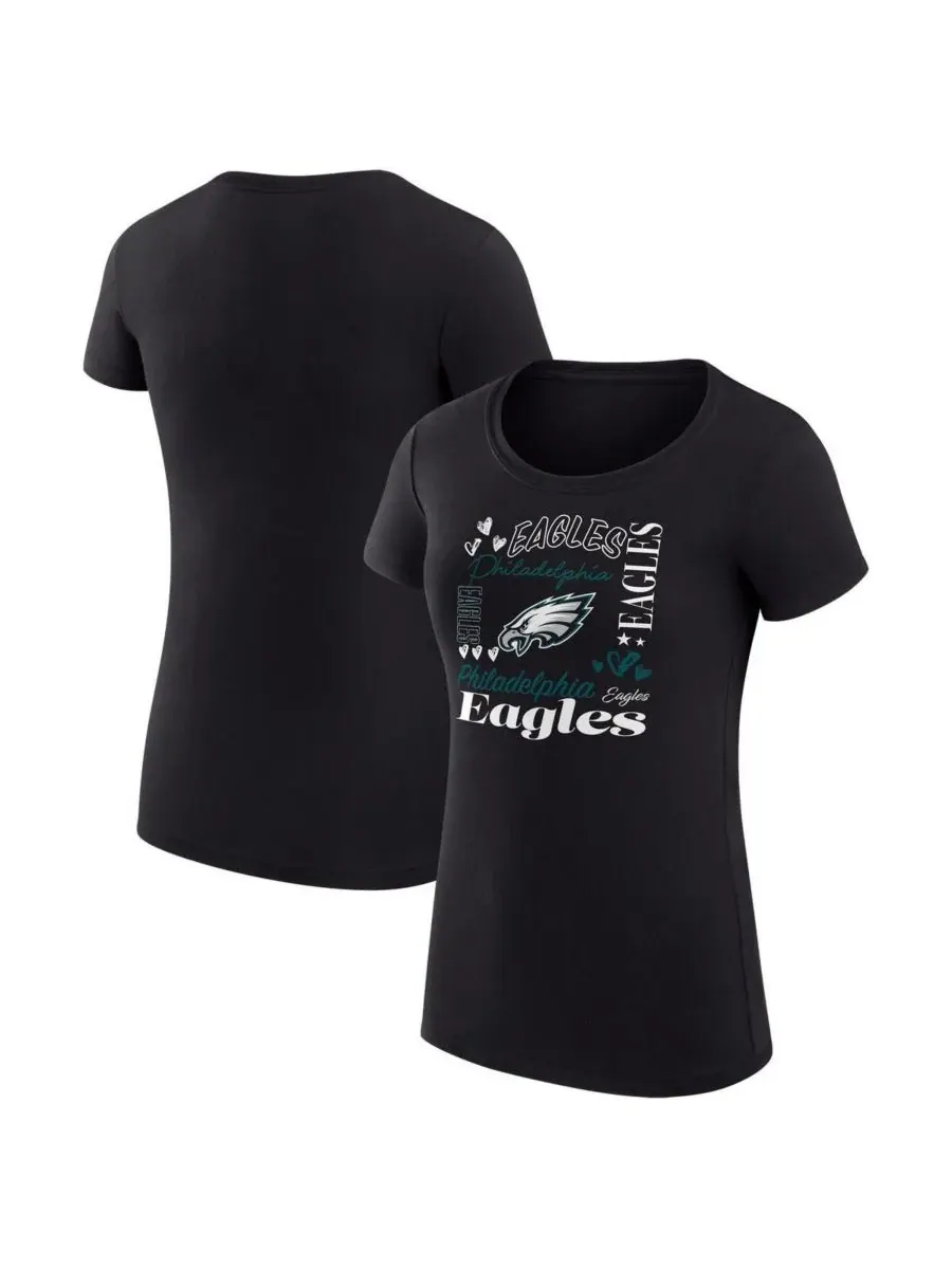 G-III 4Her by Carl Banks Женская черная футболка Philadelphia Eagles Super-Slim Fit Lightweight — изображение 1 из 3, черный