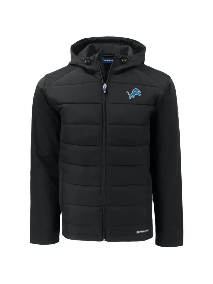 Cutter & Buck Мужская черная куртка Detroit Lions Evoke PrimaLoft Hybrid Softshell на молнии с — изображение 3 из 3, черный