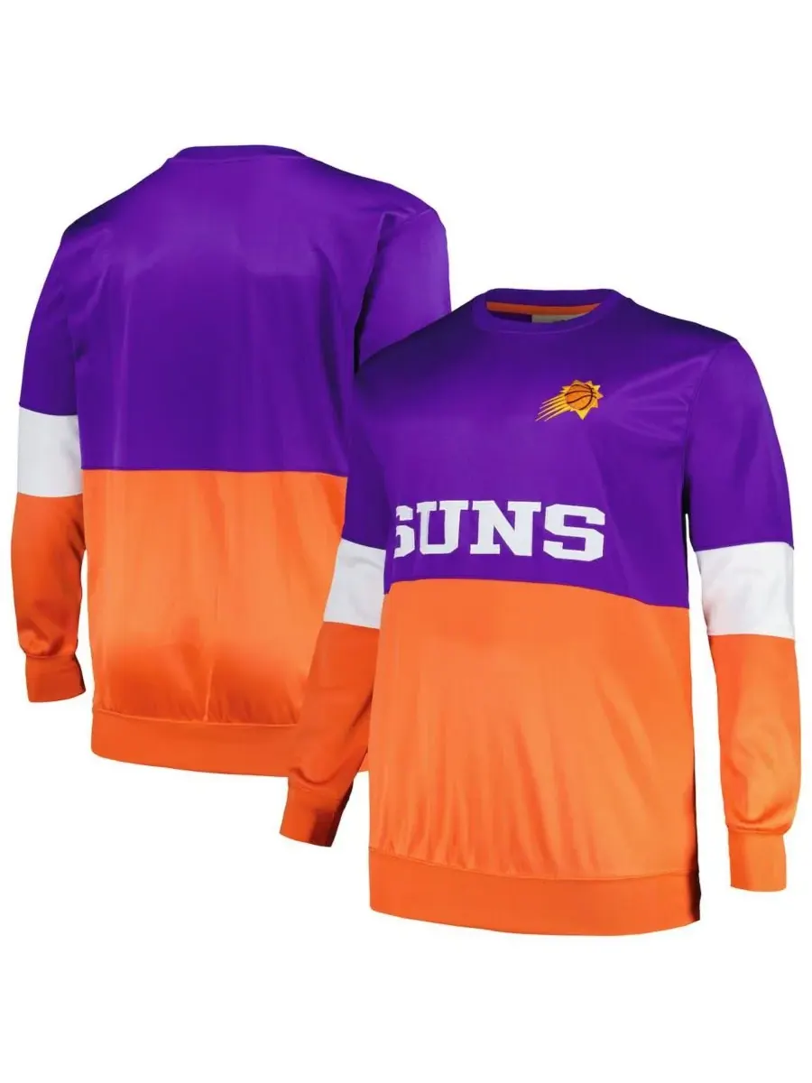Fanatics Мужская фиолетово-оранжевая толстовка с разрезом и логотипом Phoenix Suns, больших размеров — изображение 1 из 3