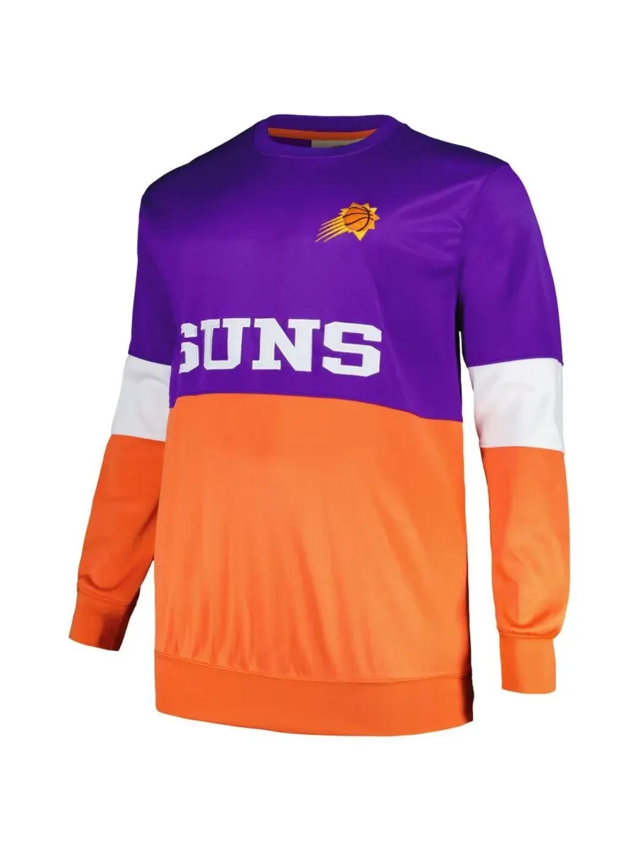 Fanatics Мужская фиолетово-оранжевая толстовка с разрезом и логотипом Phoenix Suns, больших размеров — изображение 3 из 3