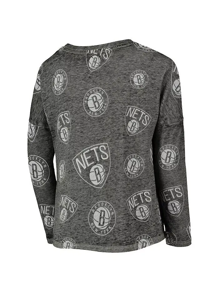 Футболка с длинным рукавом Big Girls Heathered Black Brooklyn Nets Back in Action Outerstuff — изображение 3 из 3