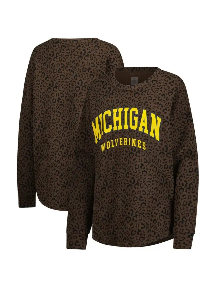 Gameday Couture Женская коричневая толстовка оверсайз с леопардовым принтом Michigan Wolverines — изображение 1 из 3