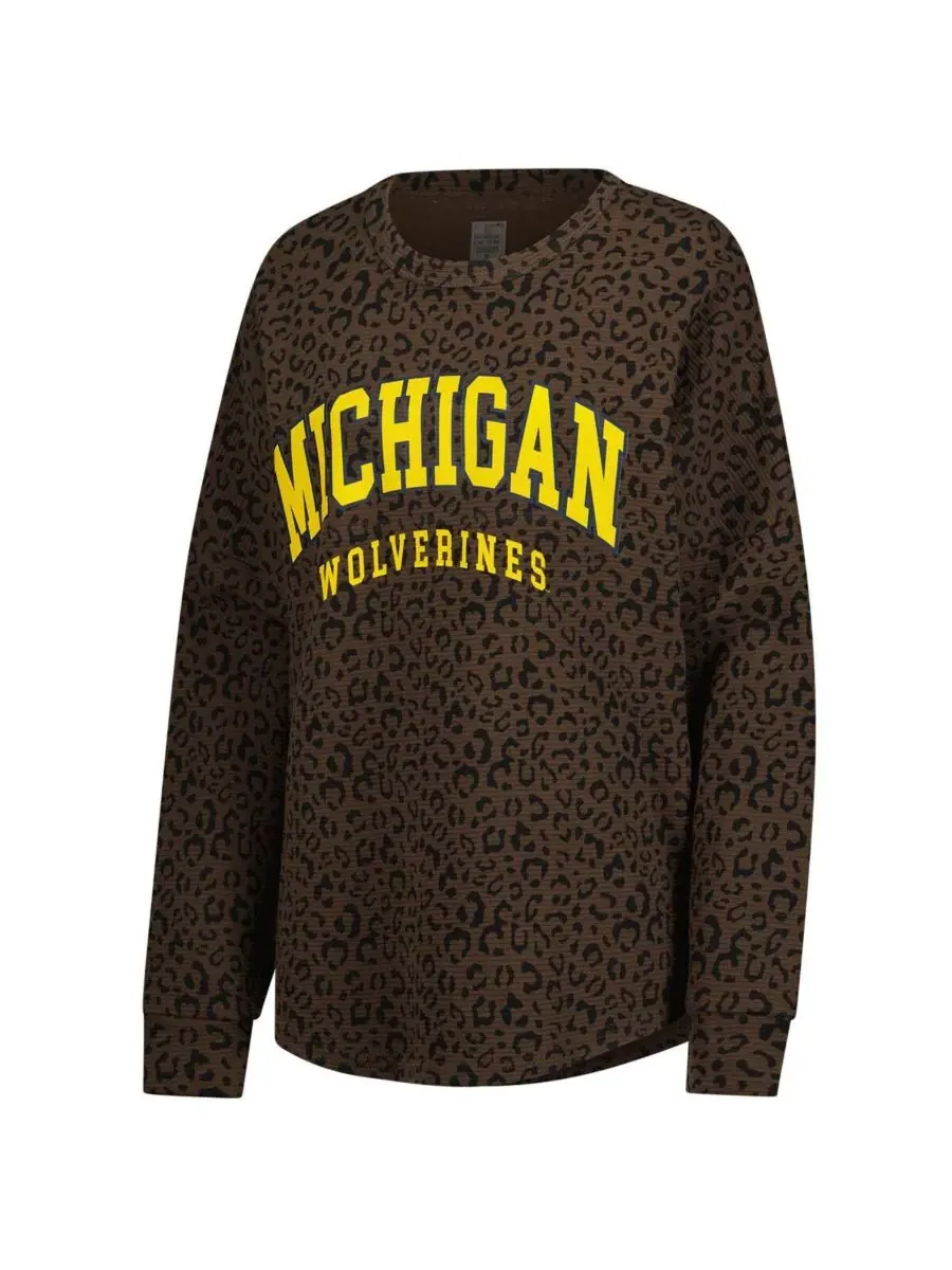 Gameday Couture Женская коричневая толстовка оверсайз с леопардовым принтом Michigan Wolverines — изображение 3 из 3