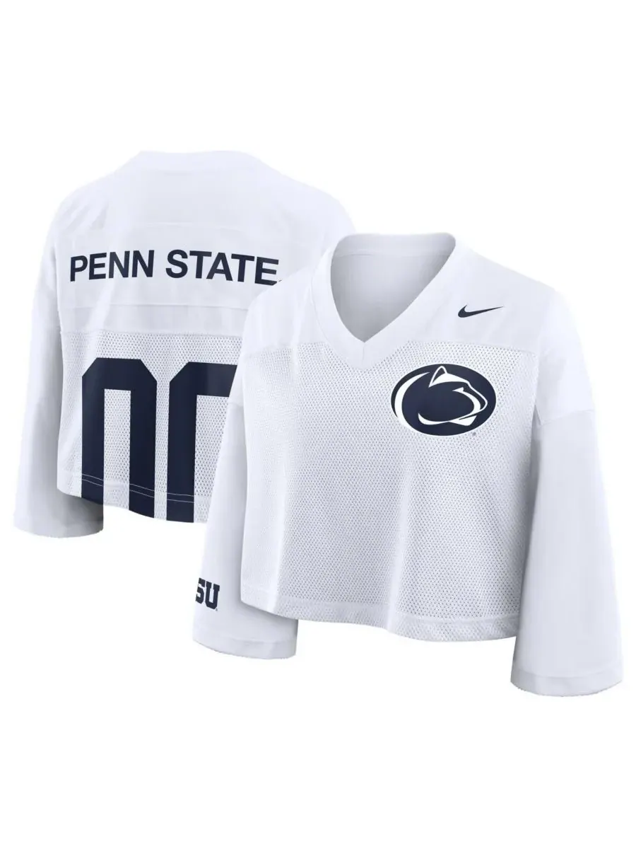 Nike Женская белая укороченная сетчатая футболка Penn State Nittany Lions Dri-FIT Fashion Jersey — изображение 1 из 3, белый